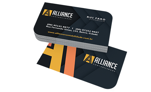 Cartão de Visita Couchê 300g Laminação Fosca com Dois Cantos Arredondados